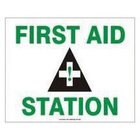 Accuform Signs MFSD960VS Accuform Signs 10" X 14" Green, Black And White Adhesive Vinyl Value Fire And First Aid Sign With Picto